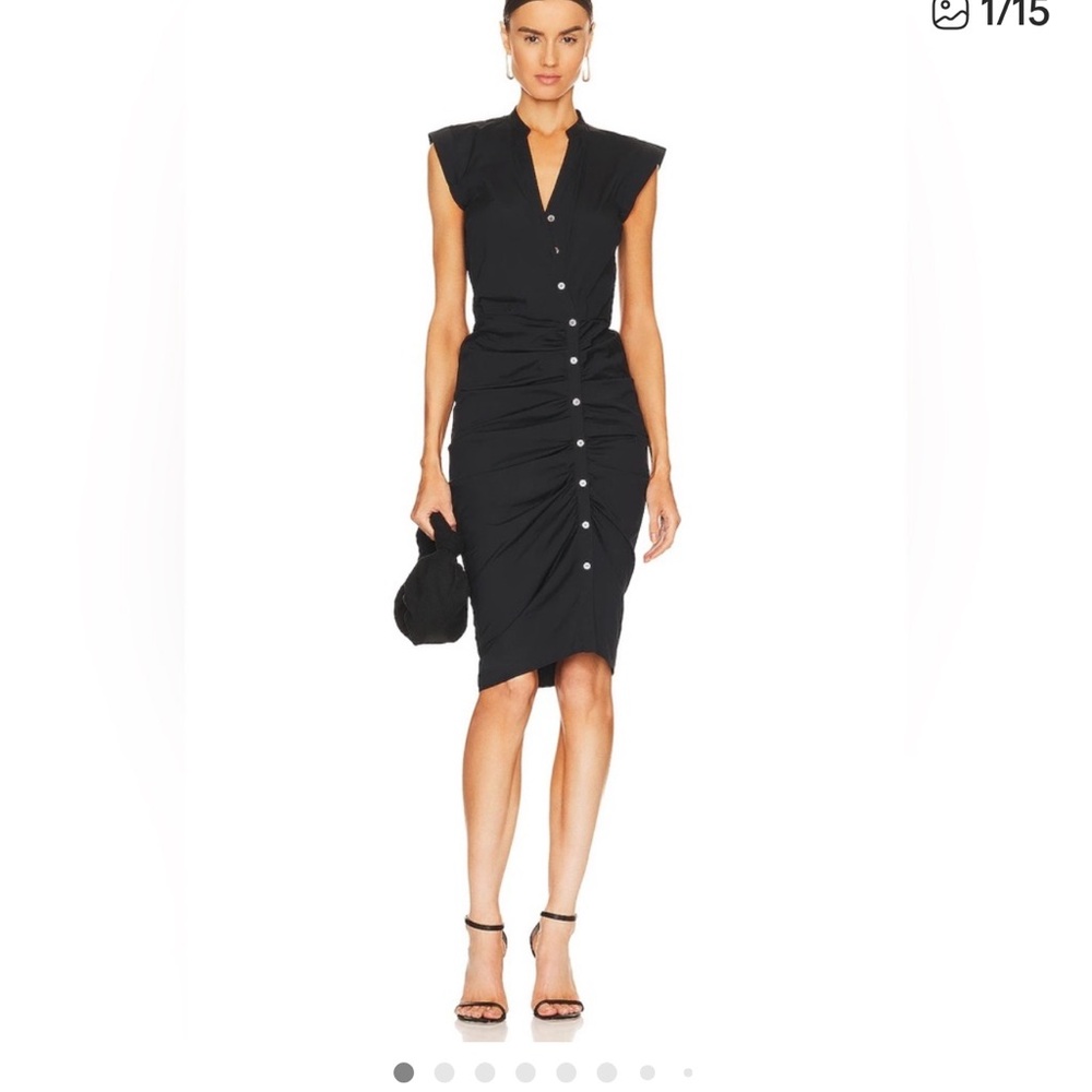 Veronica Beard Black Ruched Midi Dress, Black